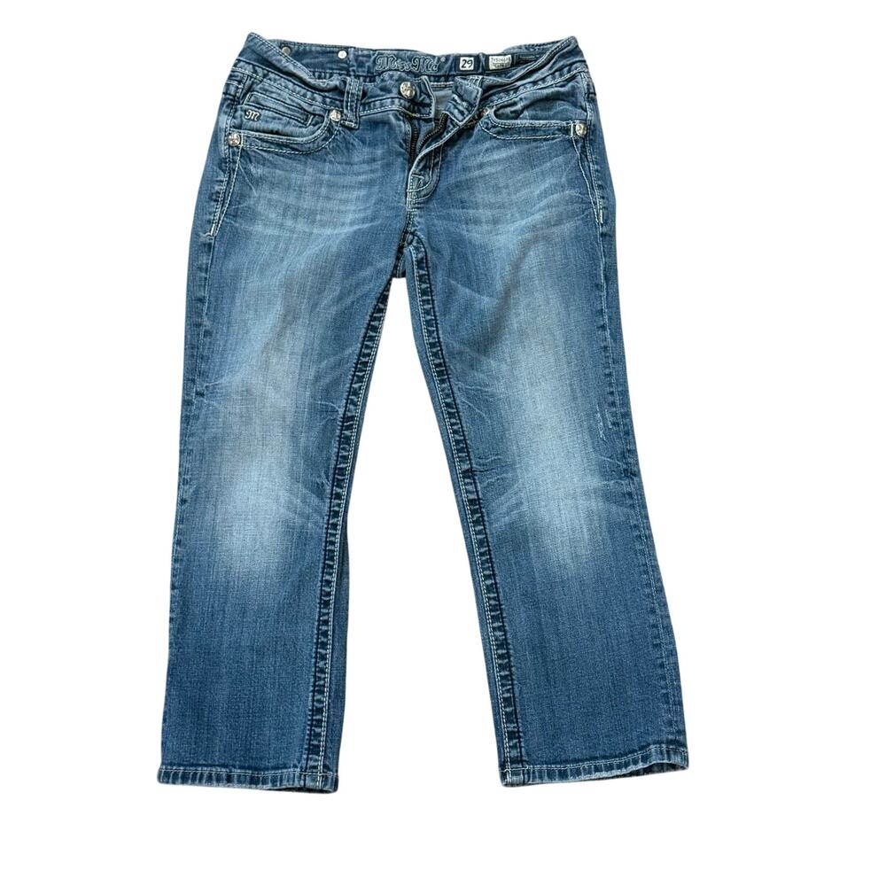 Miss Me Capri Size 29 Flap Back Pocket Bling Cross Grunge Y2K Denim Jeans